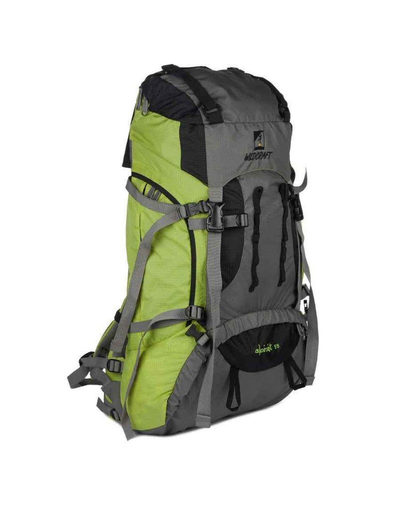 Wildcraft Alpinist 55 L Rucksack in Green — side profile view