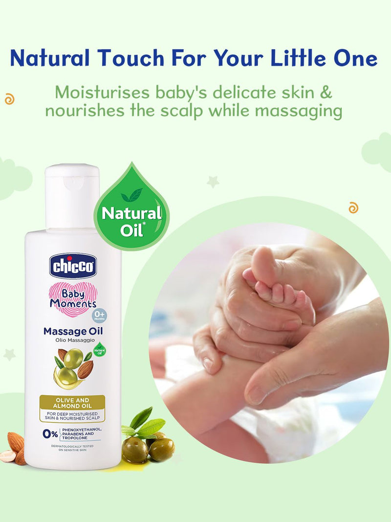 Chicco Baby Moments Moisturizing Massage Oil with Olive & Almond Oil - image 5 of 8 - Baby Care