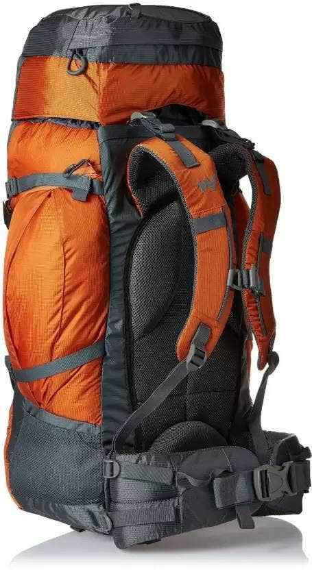 Wildcraft Alpinist Plus Rucksack in Orange — side profile showing back harness