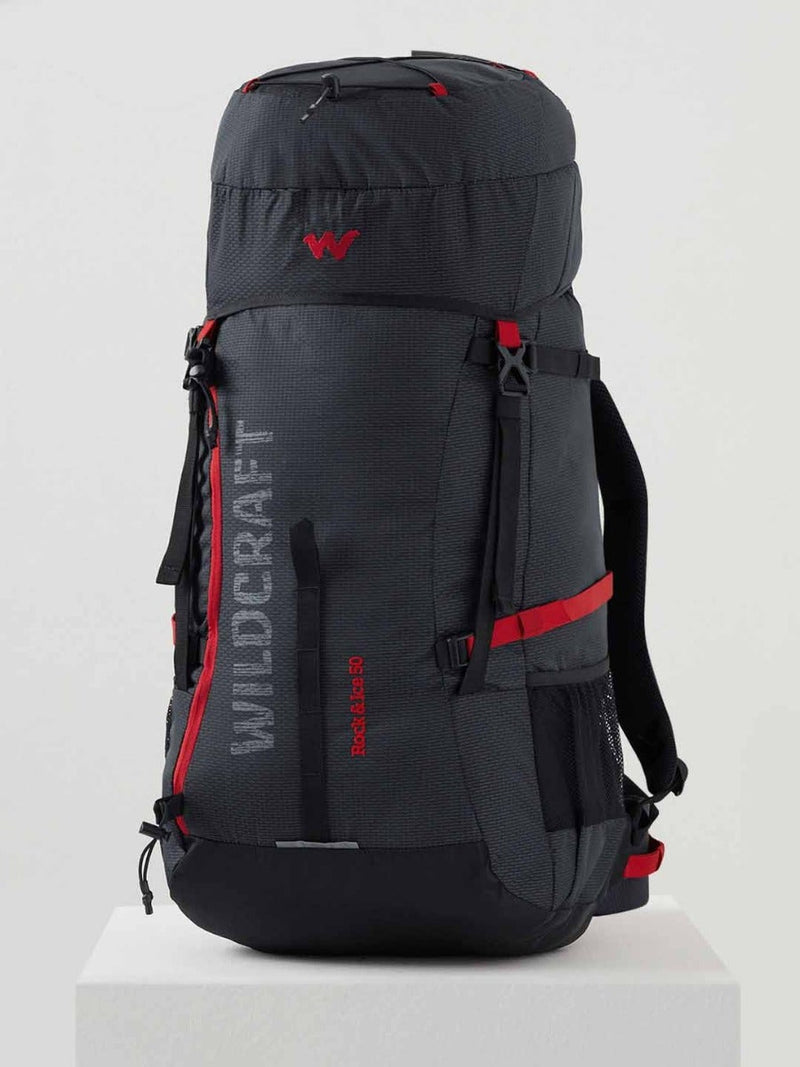 Wildcraft Rock & Ice 50 L rucksack in Black - side view