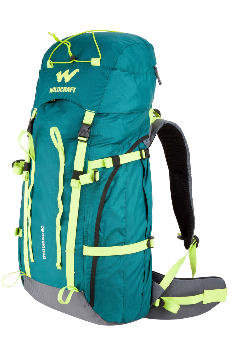 Wildcraft Trailblazer Trekking Rucksack in Teal — angled right three-quarter view