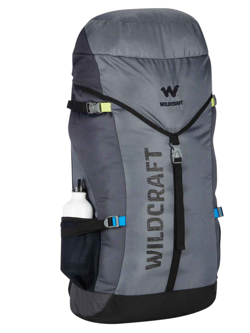 Wildcraft Flip Traveler 60 L Rucksack in Grey — angled three-quarter view, left side