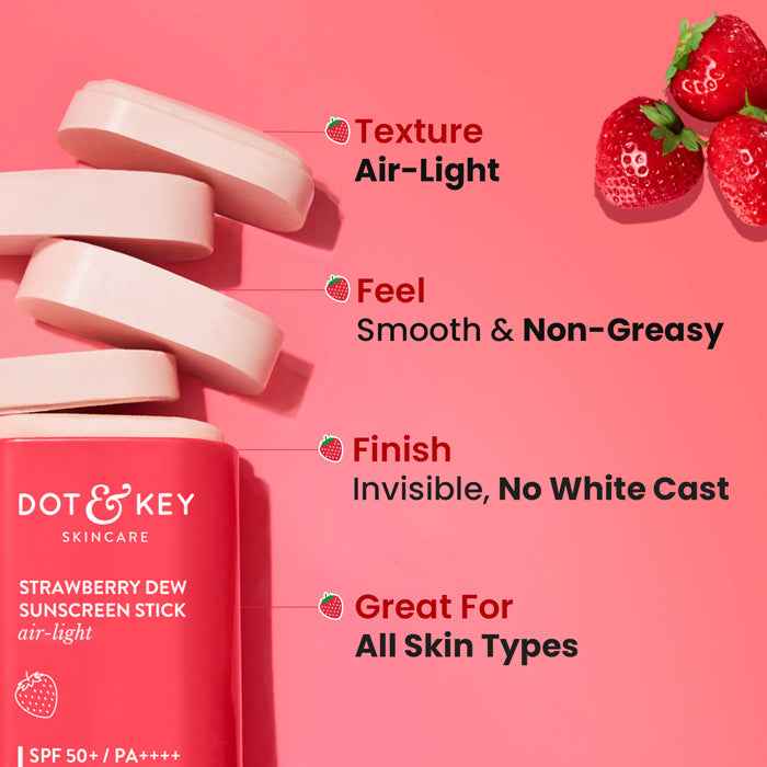 Dot & Key Strawberry Sunscreen Stick, In-Vivo Tested SPF 50+ PA++++