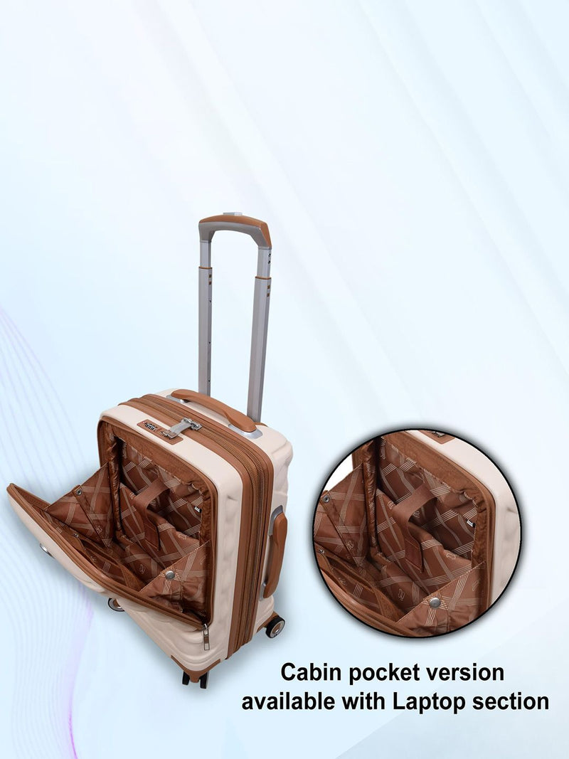 IT Luggage Indulging Cream Trolley — 8-wheel spinner system