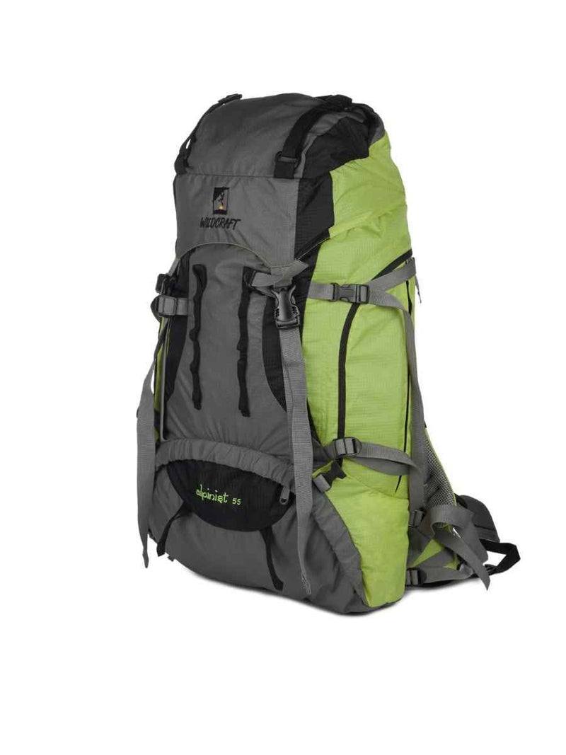 Wildcraft Alpinist 55 L Rucksack in Green — angled three-quarter view