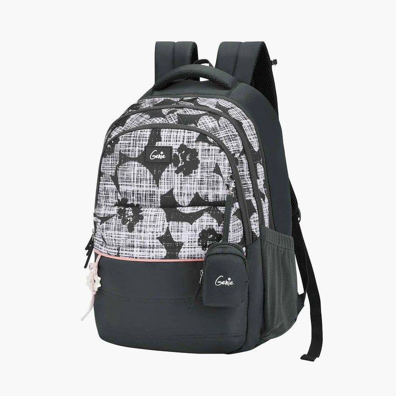Genie Quilsy 40L Laptop Backpack With Raincover - Dark Grey