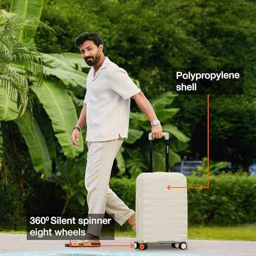 IT Luggage Vienna Hard Trolley — Cream White (20″ Cabin)