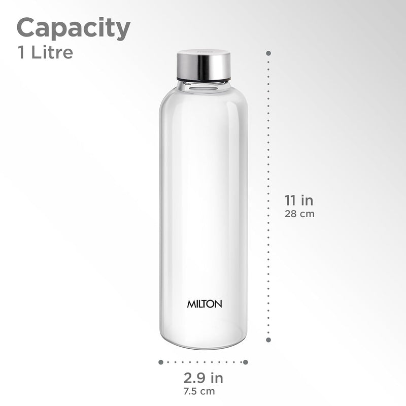 Milton Costa Plastic Water Bottle 1000ml Transparent — side view