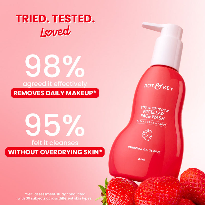 Dot & Key Strawberry Dew Micellar Face Wash how to use