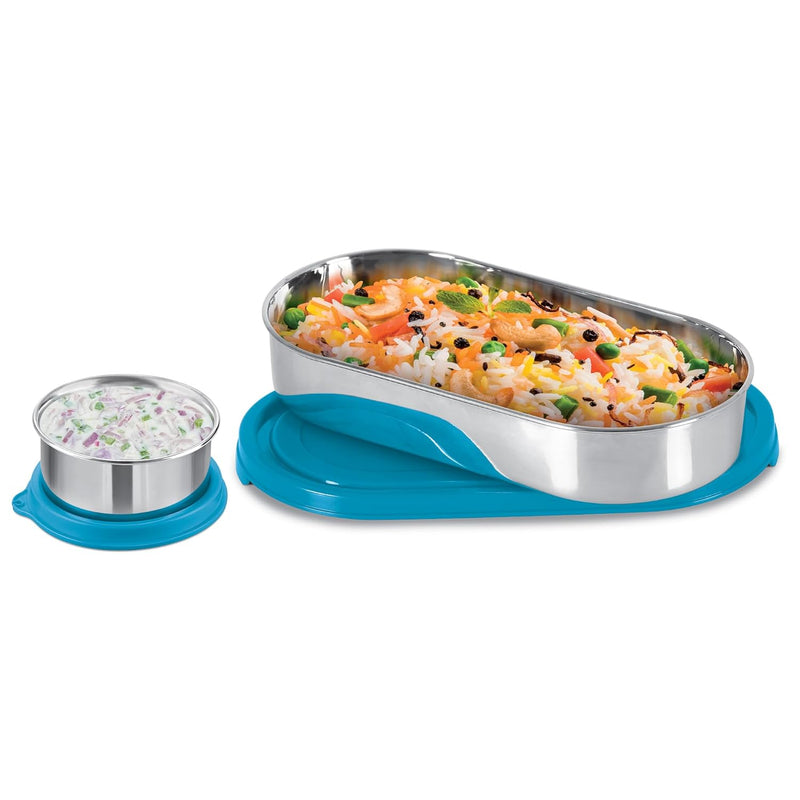 Milton Steel Refresh Tiffin with Side Container — front view