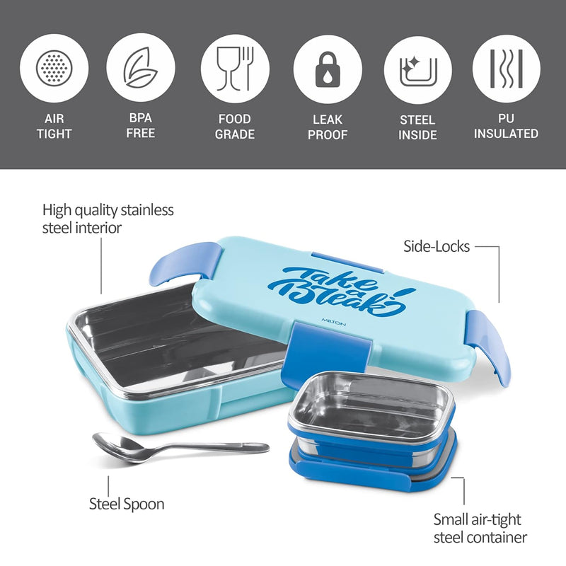 Milton Snap Lock Tiffin 800ml Blue — back view