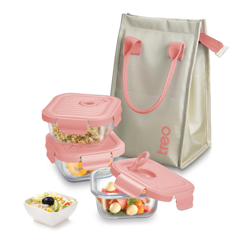 Milton Lumino Fresh Square Tiffin 3 Pc 320ml Peach