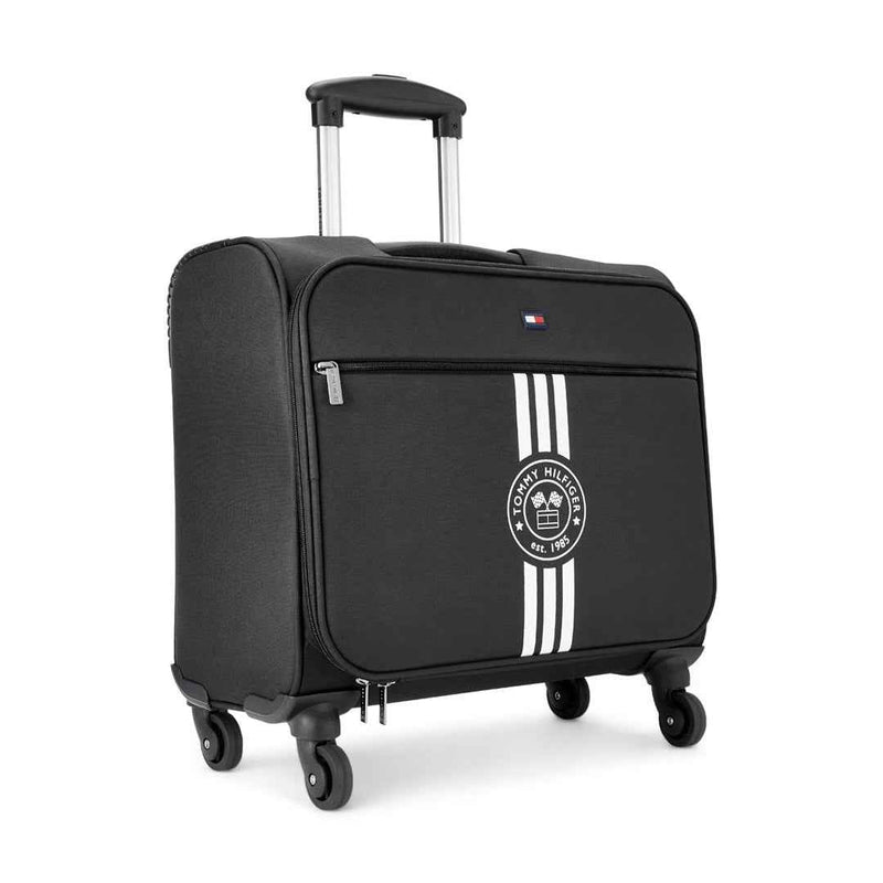 Tommy Hilfiger Planetary X Overnighter Soft Luggage in Black — angled three-quarter view