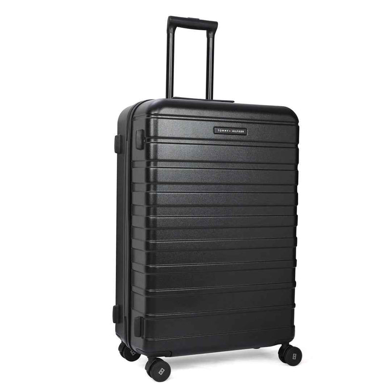 Tommy Hilfiger Hoover X Hardside Trolley Bag in Black — front three-quarter angled view