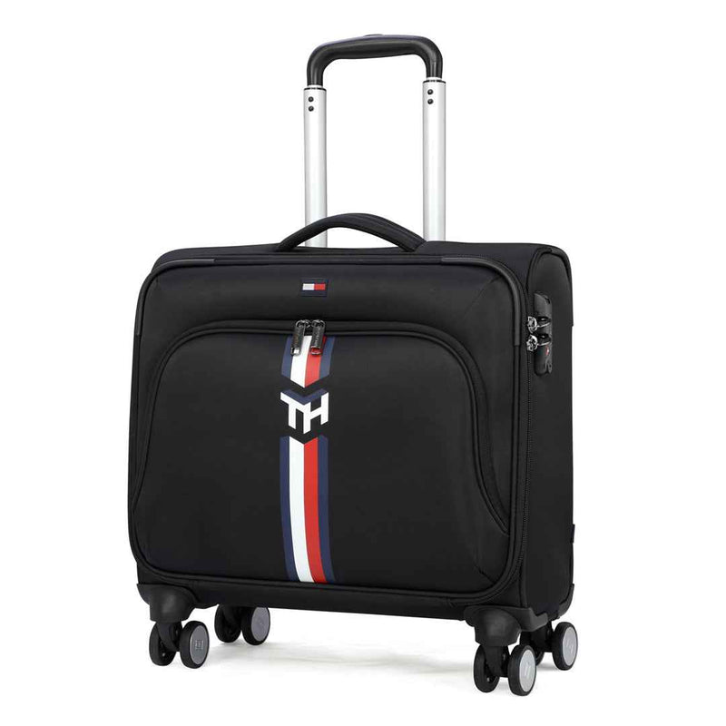 Tommy Hilfiger Kingsville #GoGreen Recycled Overnighter Bag in Black — angled view from the right