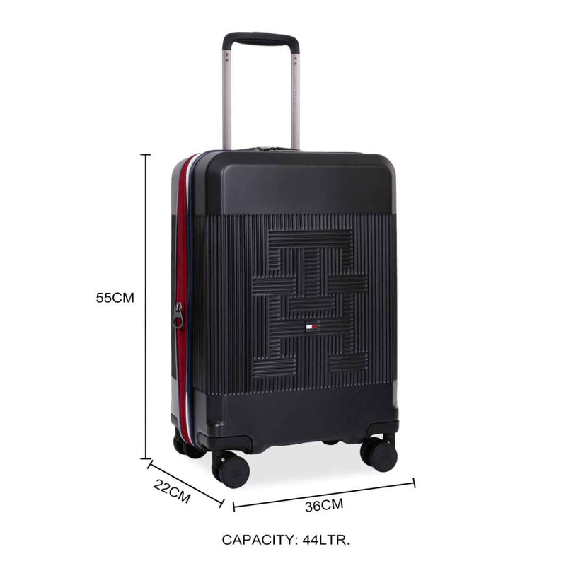 Tommy Hilfiger Patrick Hardside Trolley Bag in Black — dimensions and capacity diagram