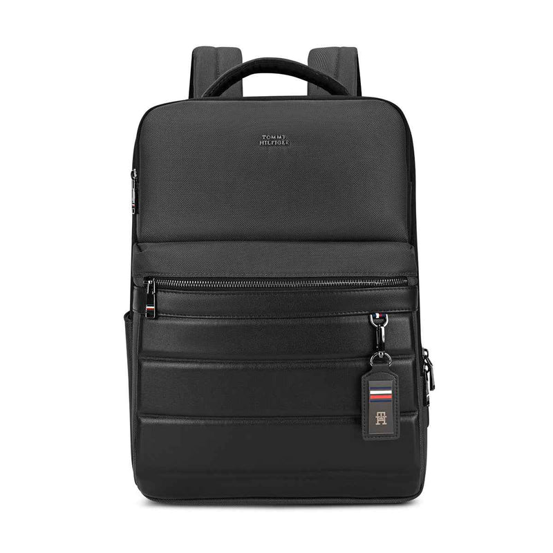 Tommy Hilfiger Bladen Water-Resistant Laptop Backpack in Black — front view