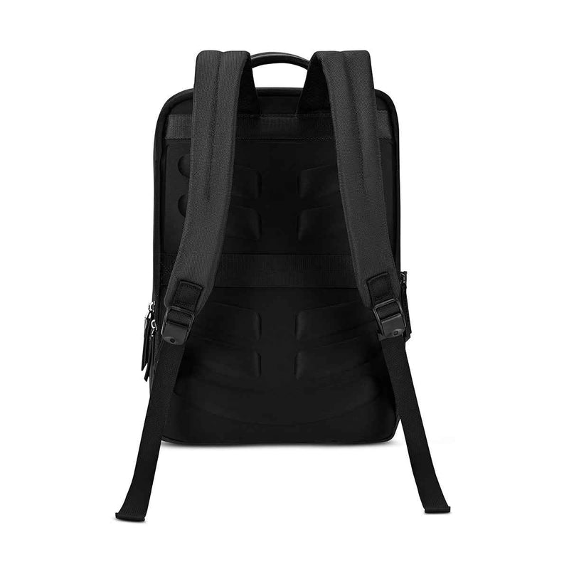 Tommy Hilfiger Bladen Water-Resistant Laptop Backpack in Black — back view with harness