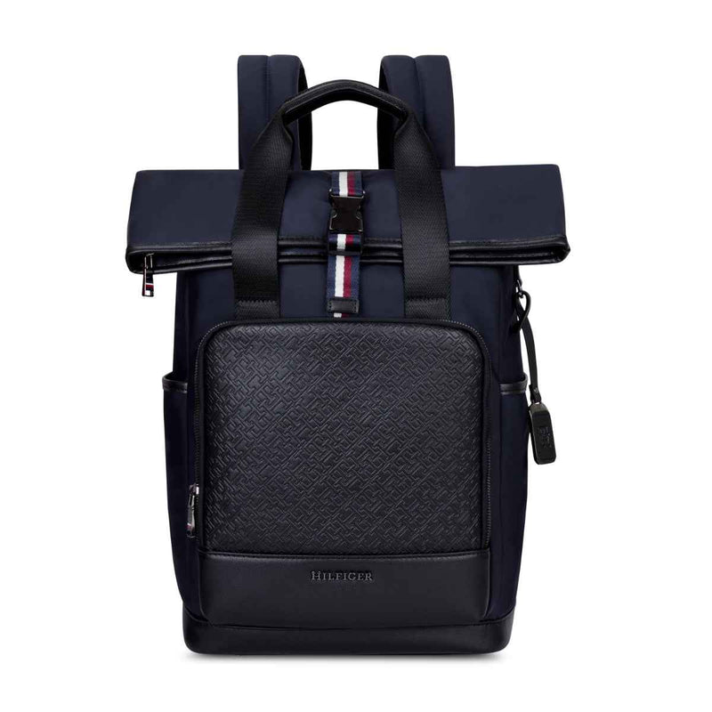 Tommy Hilfiger Slate 22.5L Twill Laptop Backpack in Navy — front view