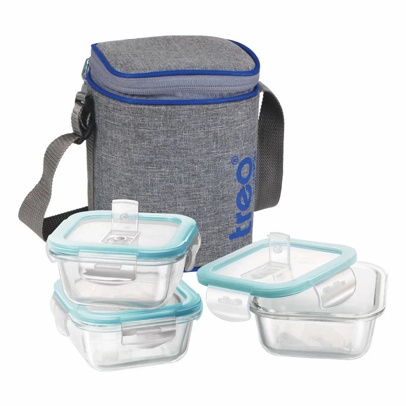 Treo by Milton All Fresh Borosilicate Glass Tiffin Set — side view