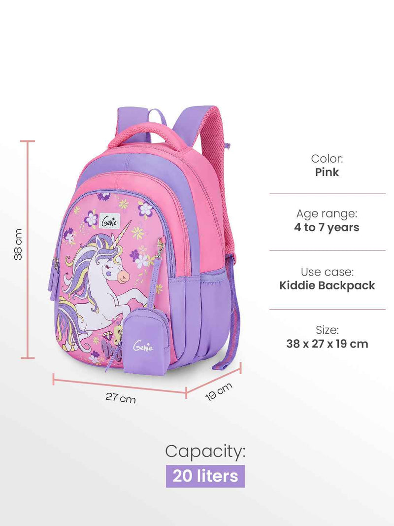 Genie Twinkle Corn Small Backpack for Kids - Pink