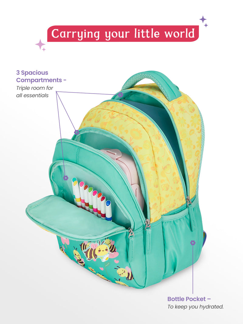 Genie Bee Happy Small Backpack for Kids Teal