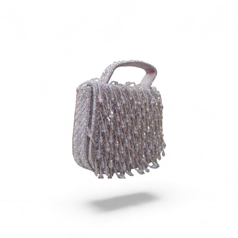 Lavender Crystal Beaded Handbag — side