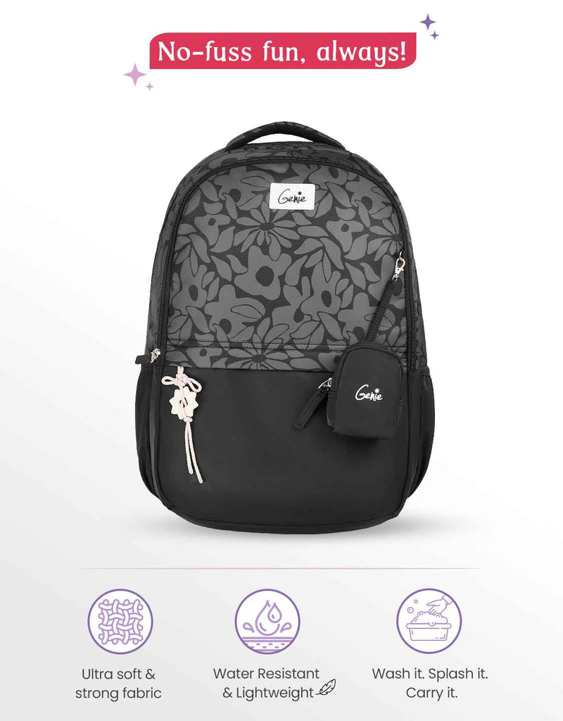 Genie Eleanor 40L Laptop Backpack With Raincover - Black