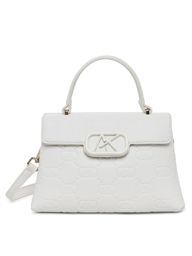 AKIKI London Strand 2 Compartments Small Satchel Bag White detail