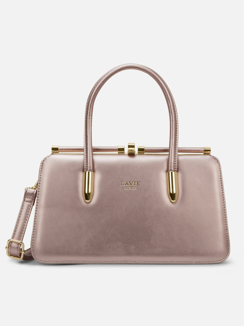 Lavie Luxe Book Frame Handbag in Rose Gold