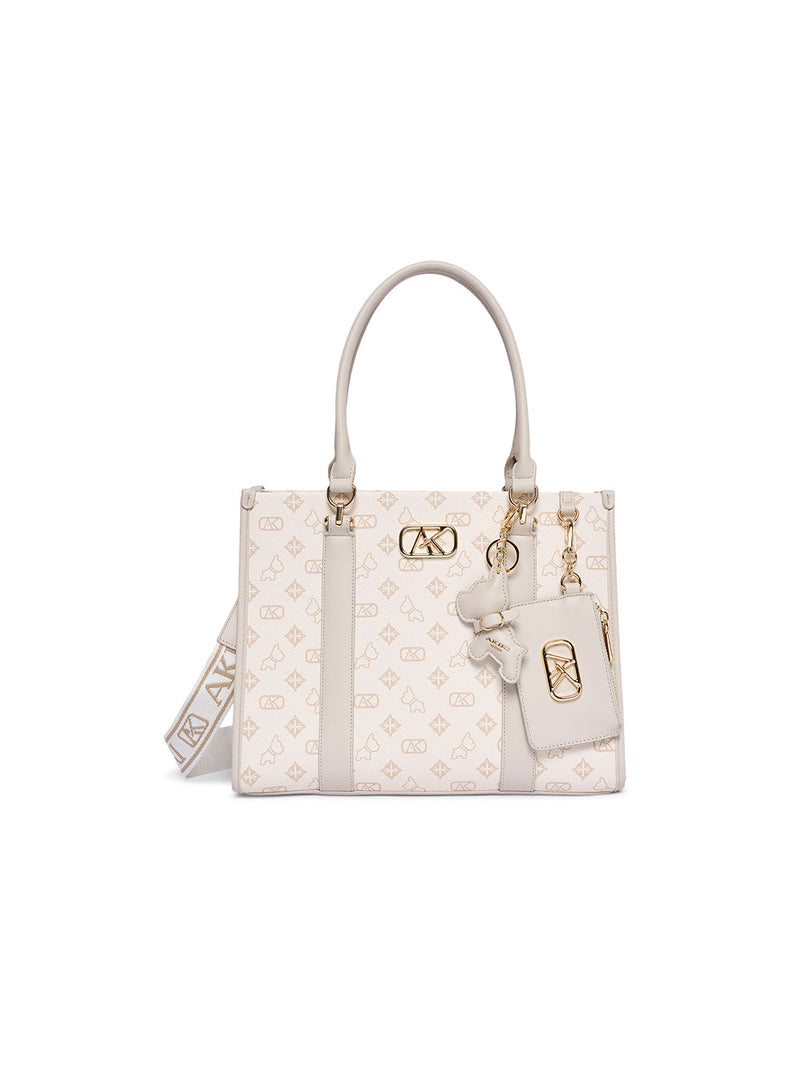 AKIKI London Holborn Large Box Satchel Bag Off White detail