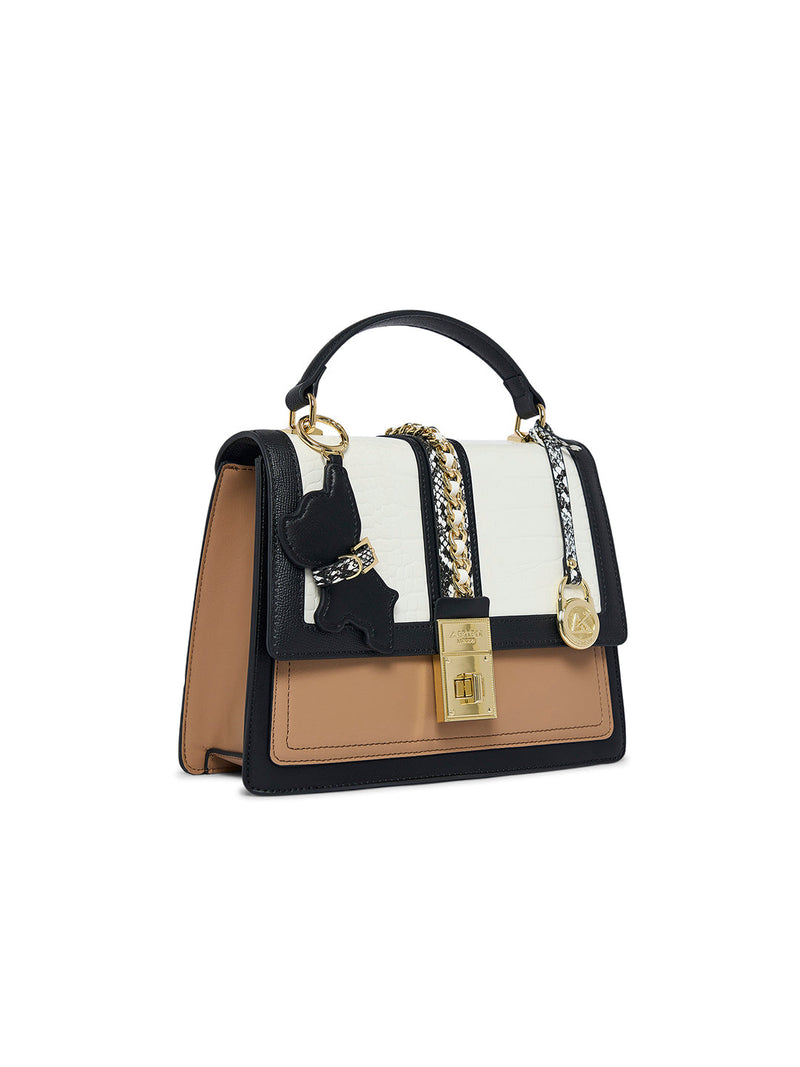 AKIKI London Ledbury 25 Flap Small Handbag Black detail