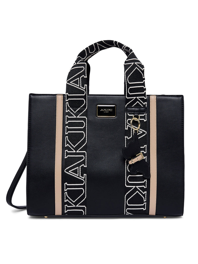 AKIKI London Wembley Large Satchel Bag Black detail