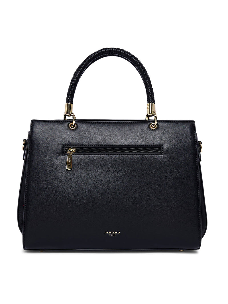 AKIKI London Hambledon Medium Satchel Bag Black detail