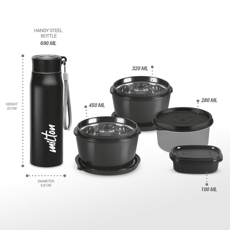 Milton Max Meal Lunchbox Black — side view