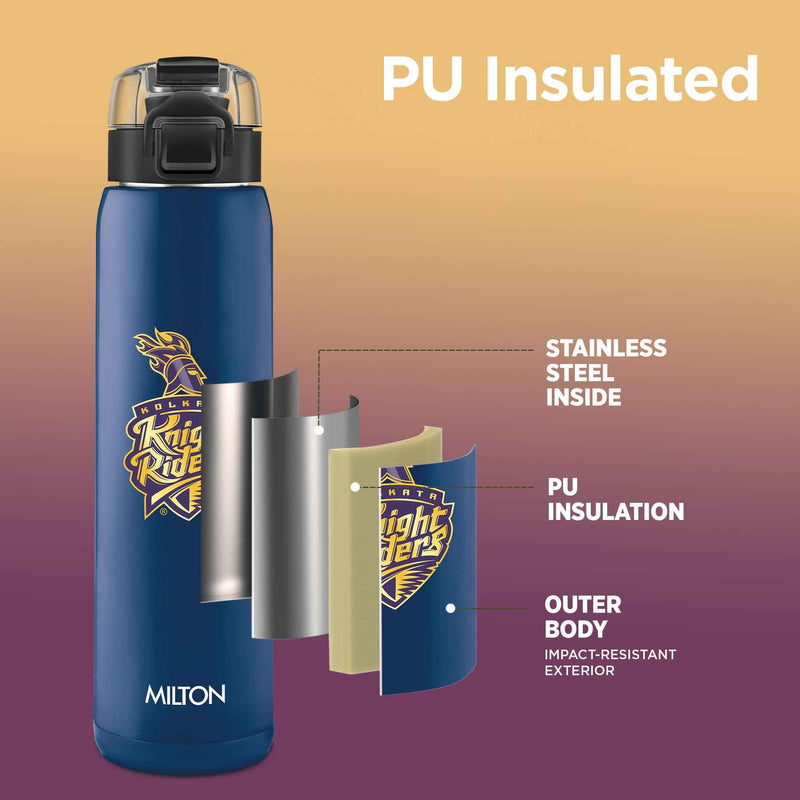Milton Sports Steel Edge UV Printing Thermoware Bottle With Twin Lid - Kolkata Knight Riders (KKR) - Milton