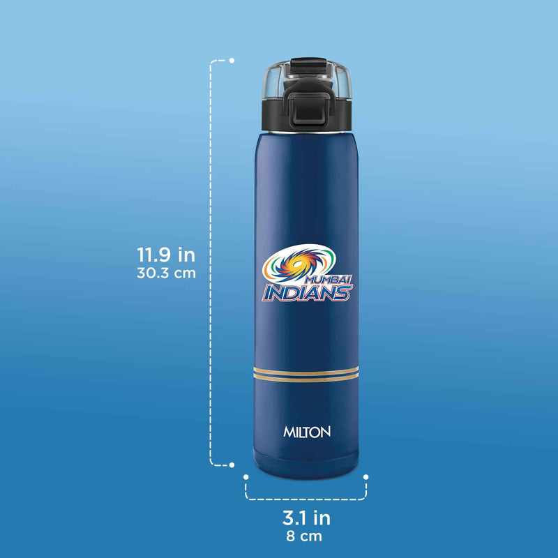 Milton Sports Steel Edge UV Printing Thermoware Bottle With Twin Lid - Mumbai Indians (MI) - Milton