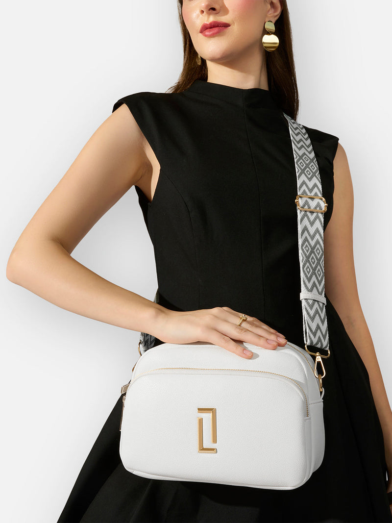 Lavie Luxe Soft Sophie 2 Compartment Sling Bag in White