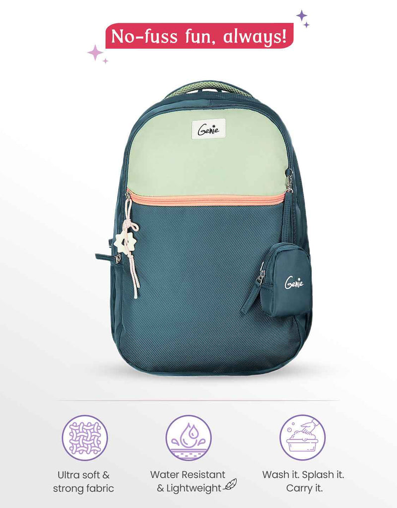 Genie Twist 40L Laptop Backpack With Raincover - Dark Green