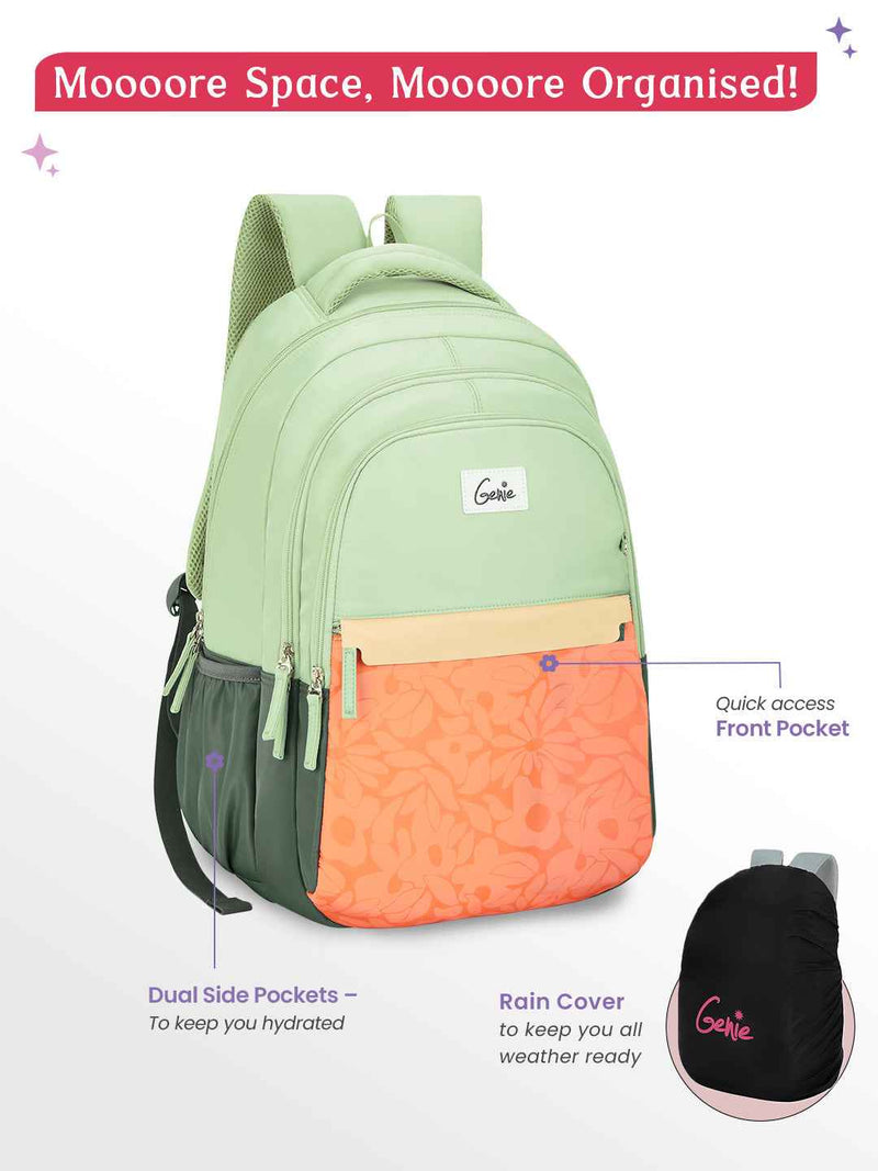 Genie Vibecheck 36L Laptop Backpack With Raincover - Ash Green