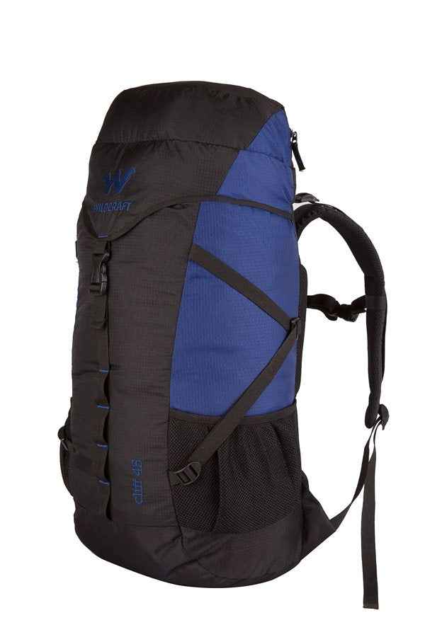 Wildcraft Cliff 45 L Rucksack in Blue — angled left three-quarter view
