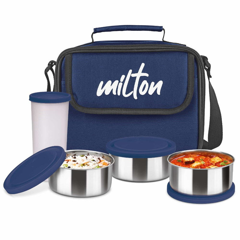 Milton Steel Combi Insulated Lunch Box — side view