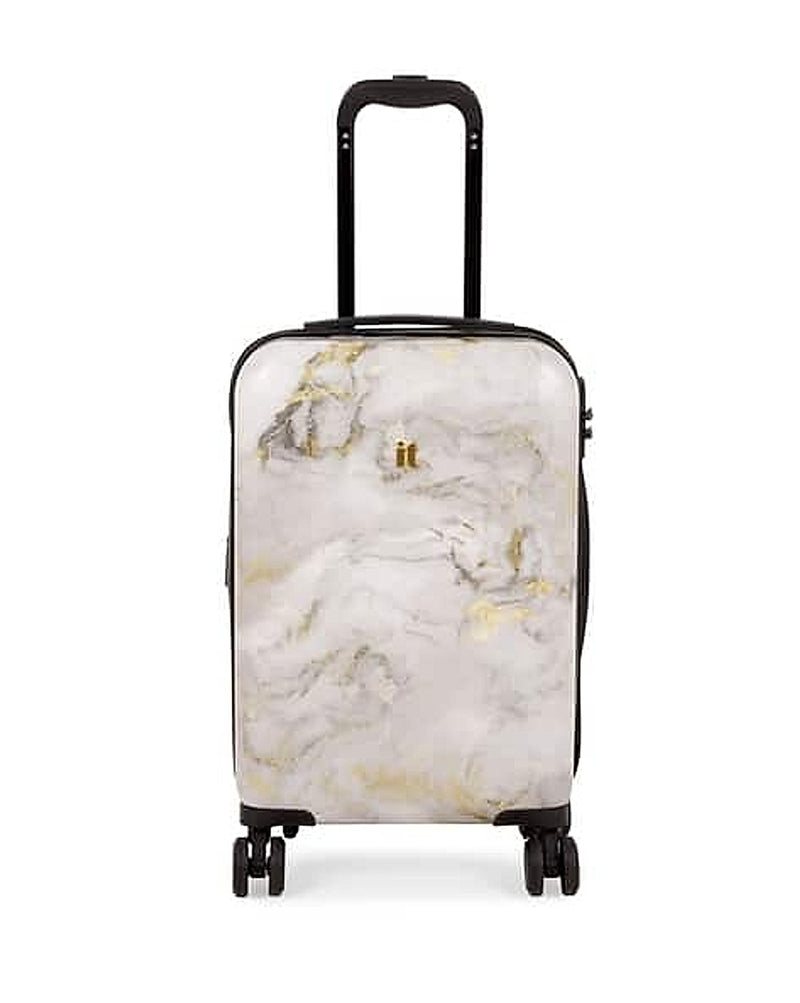 IT Luggage Sheen marble effect hard trolley bag in Grey — Small
