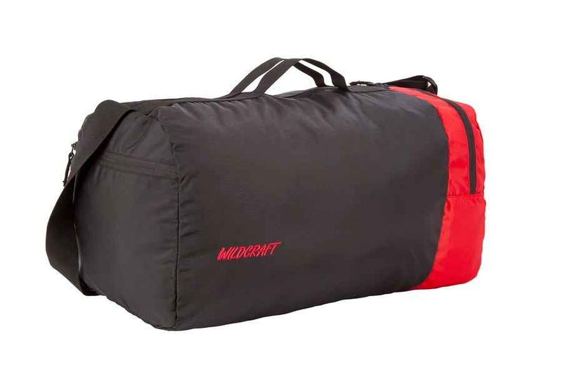 Wildcraft Combat Nova Duffle Bag in Red — angled three-quarter view from the left