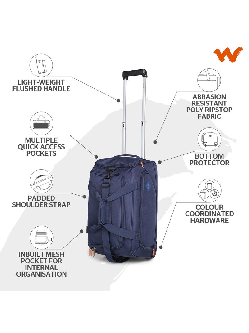 Wildcraft Atlaz Navy Blue Duffle Trolley Bag