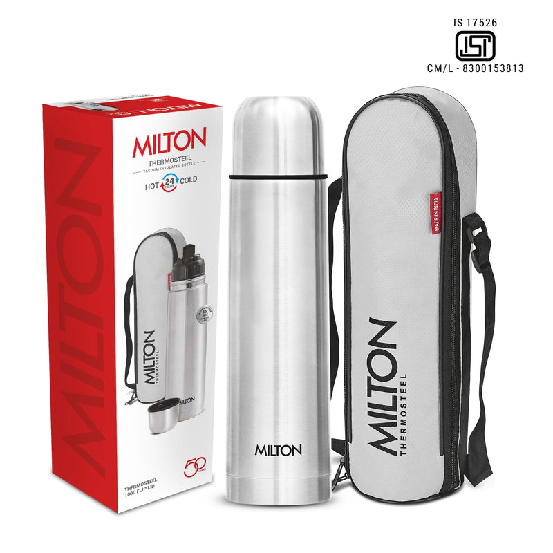 Milton Flip Lid Thermosteel Bottle — side view