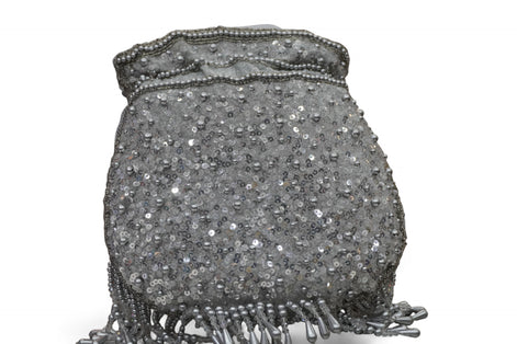 Silver Radiance Handcrafted Beaded Potli Bag