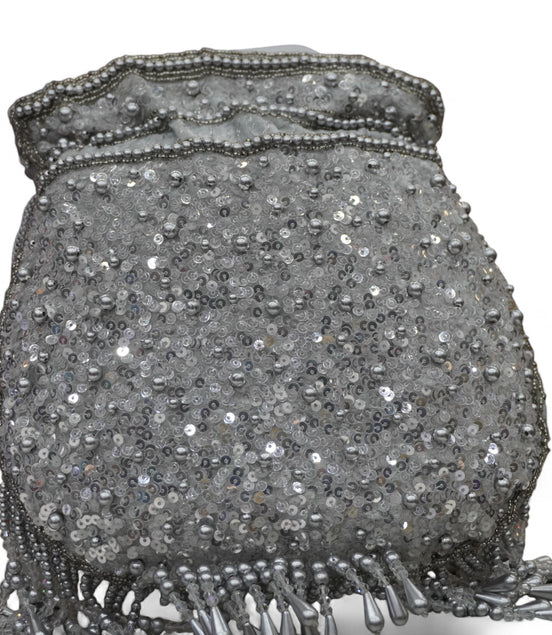 Silver Radiance Handcrafted Beaded Potli Bag