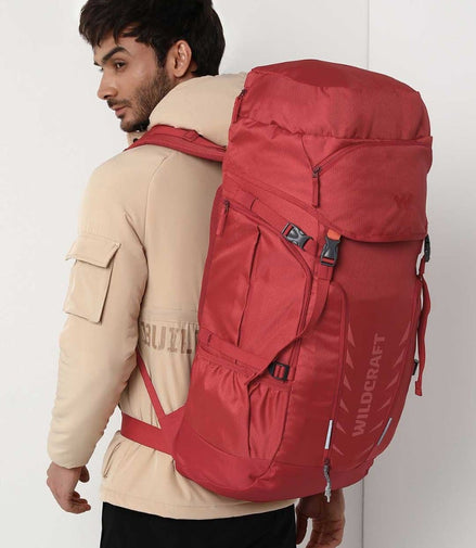 Wildcraft Travel Pro 50 L rucksack in Brick Red - angled view
