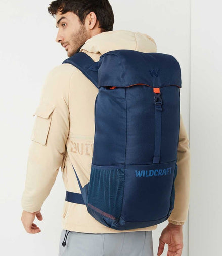 Wildcraft Verge 2 35 L hiking rucksack in Dark Blue - angled view